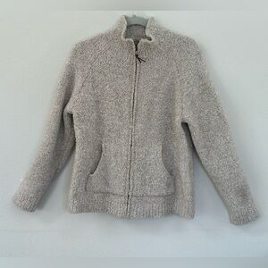 Natural Reflections Teddy Sherpa Oatmeal Full Zip Long Sleeve Sweater, Large EUC